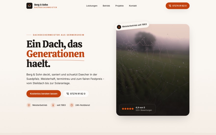 Roofing demo website Berg und Sohn